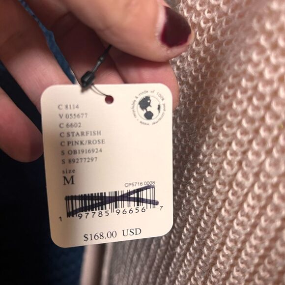 Free People We the Free Jamie Linen V-Neck Sweater in Starfish Pink - Picture 7 of 7